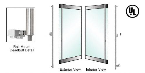 CRL Brushed Stainless Left Hand Swing Rail Mount Keyed Access "F" Bottom Secured Deadbolt Exterior Handle