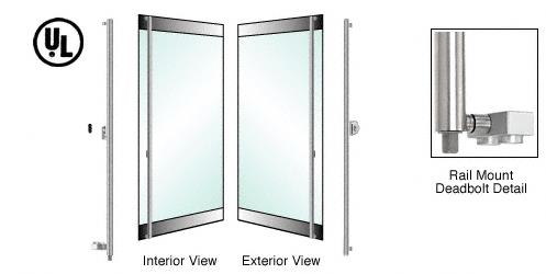 CRL Brushed Stainless Left Hand Swing Rail Mount Keyed Access "F" Bottom Secured Deadbolt Exterior Handle