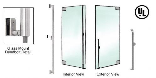 CRL Brushed Stainless Right Hand Double Acting Glass Mount Keyed Access "K" Bottom Secured Deadbolt Exterior Handle
