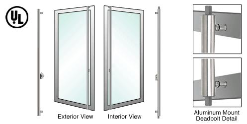 CRL Brushed Stainless Left Hand Double Acting Aluminum Door Mount Cylinder/Thumbturn  "F" Exterior Top and Bottom Secured Deadbolt Handle