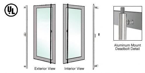 CRL Brushed Stainless Left Hand Double Acting Aluminu Door Mount Keyed Access "F" Exterior Top and Bottom Secured Deadbolt Handle