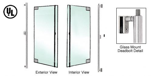 CRL Brushed Stainless Left Hand Double Acting Glass Mount "F" Exterior Top and Bottom Secured Deadbolt Handle With Cylinder Outside and Thumbturn Inside