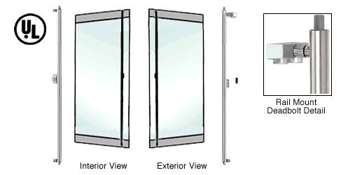 CRL Brushed Stainless Left Hand Double Acting Rail Mount Keyed Access "F" Exterior Top and Bottom Secured Deadbolt Handle