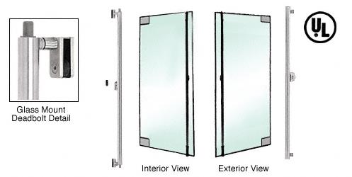 CRL Brushed Stainless Right Hand Reverse Glass Mount "F" Exterior Top and Bottom Secured Deadbolt Handle