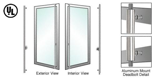 CRL Brushed Stainless Left Hand Reverse Aluminum Door Mount Cylinder/Thumbturn  "F" Exterior Top and Bottom Secured Deadbolt Handle