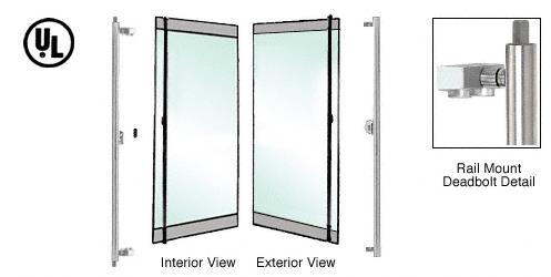 CRL Brushed Stainless Left Hand Rail Mount "F" Exterior Top and Bottom Secured Deadbolt Handle