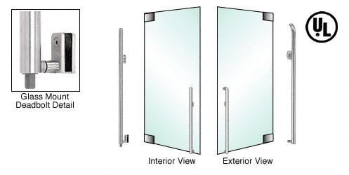 CRL Brushed Stainless Right Hand Reverse Glass Mount Keyed Access "K" Exterior Bottom Securing Deadbolt Handle