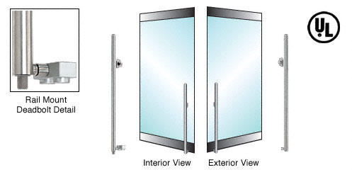 CRL Brushed Stainless Right Hand Double Acting Rail Mount Cylinder/Thumbturn "KS" Bottom Secured Deadbolt Exterior Handle