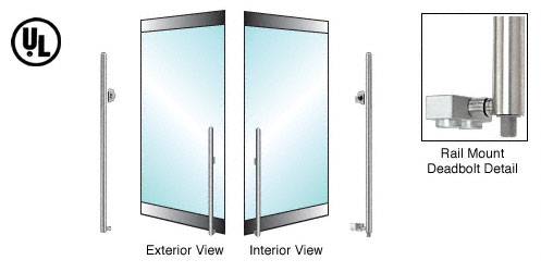 CRL Brushed Stainless Left Hand Double Acting Rail Mount Cylinder/Thumbturn "KS" Bottom Secured Deadbolt Exterior Handle