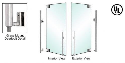 CRL Brushed Stainless Right Hand Reverse Glass Mount Cylinder Outside, Thumbturn Inside "KS" Exterior Bottom Securing Deadbolt Handle
