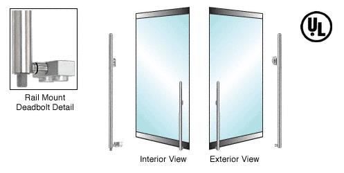 CRL Brushed Stainless Left Hand Reverse Low Profile Rail Mount Keyed Access "KS" Exterior Bottom Securing Deadbolt Handle