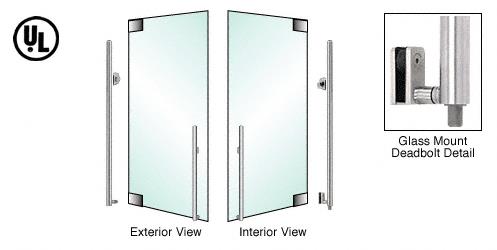 CRL Brushed Stainless Left Hand Reverse Glass Mount Cylinder Outside, Thumbturn Inside "KS" Exterior Bottom Securing Deadbolt Handle