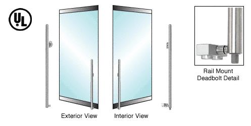 CRL Brushed Stainless Right Hand Reverse Low Profile Rail Mount Keyed Access "KS" Exterior Bottom Securing Deadbolt Handle