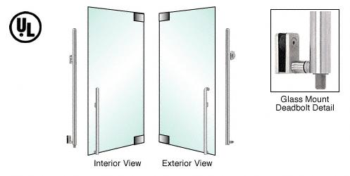 CRL Brushed Stainless Left Hand Glass Mount Cylinder/Cylinder "KS" Exterior Bottom Securing Deadbolt Handle