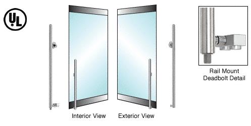 CRL Brushed Stainless Left Hand Swing Rail Mount Cylinder/Thumbturn Access "KS" Exterior Bottom Securing Deadbolt Handle