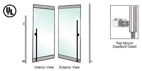 CRL Brushed Stainless Left Hand Rail Mount Keyed Access "MS" Exterior Bottom Securing Deadbolt Handle