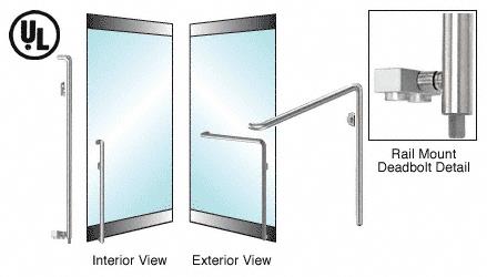 CRL Brushed Stainless Left Hand Swing Rail Mount Cylinder Outside "C" Exterior Bottom Securing Deadbolt Handle