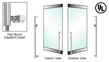 CRL Brushed Stainless Right Hand Double Acting Rail Mount Keyed Access "K" Exterior Bottom Securing Deadbolt Handle