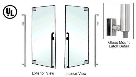 CRL Brushed Stainless Left Hand Double Acting Glass Mount Keyed Access "K" Exterior Bottom Securing Deadbolt Handle