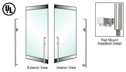 CRL Brushed Stainless Left Hand Double Acting Rail Mount Keyed Access "K" Exterior Bottom Securing Deadbolt Handle