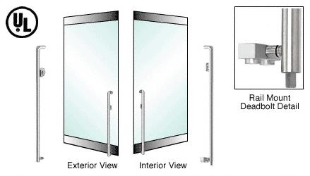 CRL Brushed Stainless Left Hand Reverse Rail Mount Keyed Access "K" Exterior Bottom Securing Deadbolt Handle