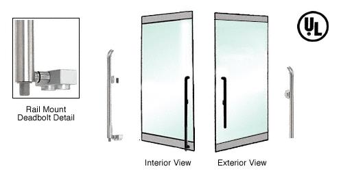 CRL Brushed Stainless Right Hand Double Acting Rail Mount Keyed Access "P" Exterior Bottom Securing Deadbolt Handle