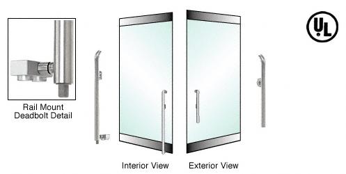 CRL Brushed Stainless Right Hand Reverse Rail Mount Keyed Access "P" Exterior Bottom Securing Deadbolt Handle