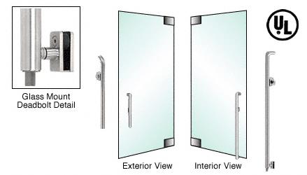 CRL Brushed Stainless Right Hand Glass Mount Cylinder/Thumbturn "P" Exterior Bottom Securing Deadbolt Handle