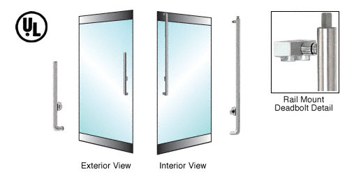 CRL Brushed Stainless Left Hand Double Acting Rail Mount Cylinder/Thumbturn "H" Top Secured Deadbolt Exterior Handle
