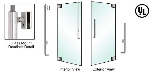 CRL Brushed Stainless Right Hand Reverse Glass Mount Keyed Access "H" Exterior Top Securing Deadbolt Handle