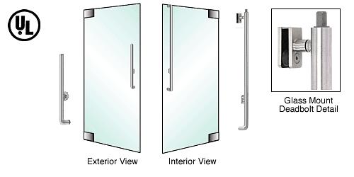CRL Brushed Stainless Left Hand Reverse Glass Mount Keyed Access "H" Exterior Top Securing Deadbolt Handle