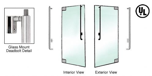 CRL Brushed Stainless Right Hand Reverse Glass Mount Keyed Cylinder/Thumbturn "J" Exterior Top Securing Deadbolt Handle