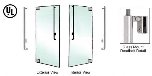 CRL Brushed Stainless Left Hand Reverse Glass Mount Keyed Cylinder/Thumbturn "J" Exterior Top Securing Deadbolt Handle