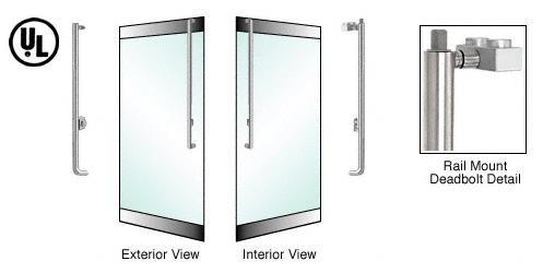 CRL Brushed Stainless Left Hand Reverse Rail Mount Keyed Access "J" Exterior Top Securing Deadbolt Handle