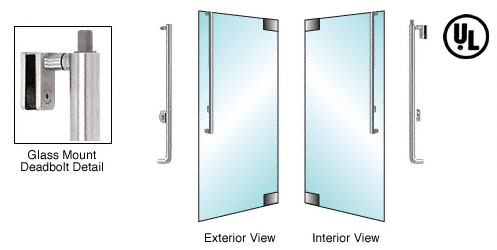 CRL Brushed Stainless Right Hand Swing Glass Mount Keyed Cylinder/Keyed Cylinder "J" Exterior Top Securing Deadbolt Handle