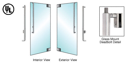 CRL Brushed Stainless Left Hand Swing Glass Mount Keyed Cylinder/Keyed Cylinder "J" Exterior Top Securing Deadbolt Handle