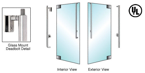 CRL Brushed Stainless Right Hand Reverse Glass Mount Keyed Cylinder/Thumbturn "JS" Exterior Top Securing Deadbolt Handle