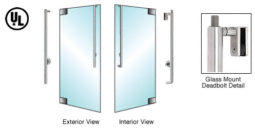 CRL Brushed Stainless Left Hand Reverse Glass Mount Keyed Cylinder/Thumbturn "JS" Exterior Top Securing Deadbolt Handle