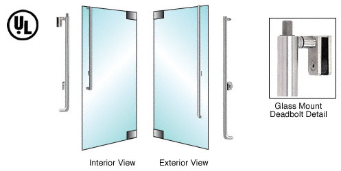 CRL Brushed Stainless Left Hand Swing Glass Mount Keyed Cylinder/Keyed Cylinder "L" Exterior Top Securing Deadbolt Handle