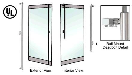 CRL Brushed Stainless Left Hand Double Acting Rail Mount Keyed Access "K" Exterior Top Securing Deadbolt Handle
