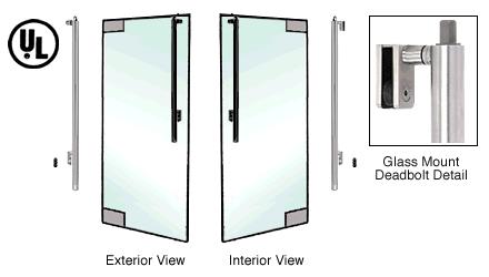CRL Brushed Stainless Left Hand Double Acting Glass Mount Keyed Access "J" Exterior Top Securing Deadbolt Handle