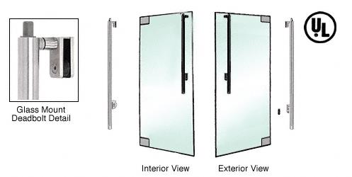 CRL Brushed Stainless Right Hand Double Acting Glass Mount Keyed Access "JS" Exterior Top Securing Deadbolt Handle