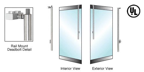 CRL Brushed Stainless Right Hand Double Acting Rail Mount Keyed Access "JS" Exterior Top Securing Deadbolt Handle