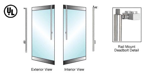 CRL Brushed Stainless Left Hand Double Acting Rail Mount Keyed Access "JS" Exterior Top Securing Deadbolt Handle