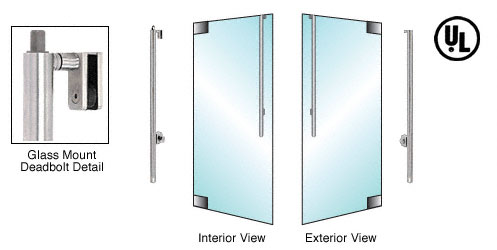 CRL Brushed Stainless Right Hand Reverse Glass Mount Cylinder Access "JS" Exterior Top Securing Deadbolt Handle