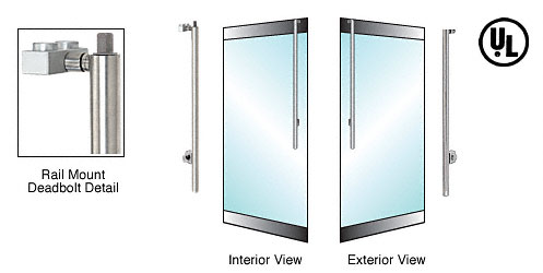 CRL Brushed Stainless Right Hand Reverse Rail Mount Cylinder/Thumbturn Access "JS" Exterior Top Securing Deadbolt Handle