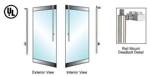 CRL Brushed Stainless Left Hand Reverse Rail Mount Cylinder/Thumbturn Access "JS" Exterior Top Securing Deadbolt Handle