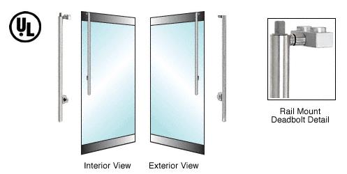 CRL Brushed Stainless Left Hand Swing Rail Mount Cylinder/Thumbturn Access "JS" Exterior Top Securing Deadbolt Handle