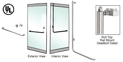 CRL Polished Stainless Left Hand Roll Top Double Acting Rail Mount Keyed Access "A" Exterior Top Securing Deadbolt Handle