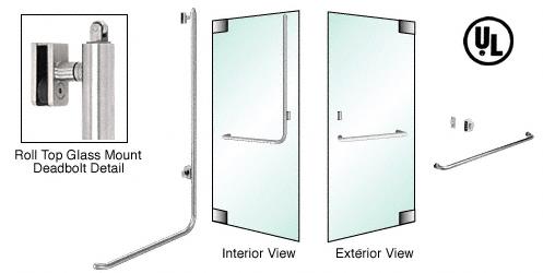 CRL Brushed Stainless Right Hand Reverse Roll Top Double Acting Glass Mount Cylinder/Thumbturn "A" Exterior Top Securing Deadbolt Handle